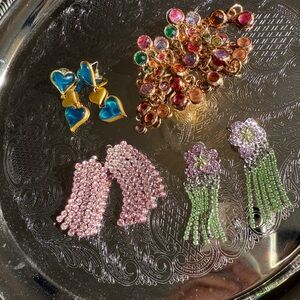 ✨ Cute earrings set/ pink/ blue/ red/ heart/ 💎 floral/ tassel